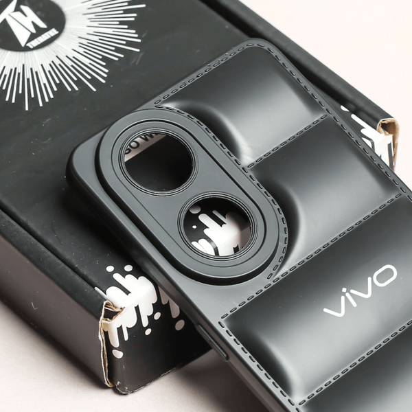Black Puffon silicone case for Vivo Y100 - The Hatke