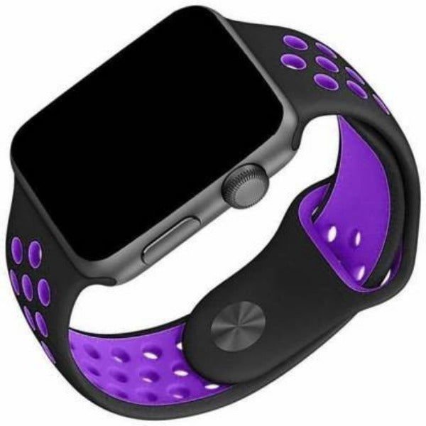 Black Purple Dotted Silicone Strap For Apple Watch Series 1 (38mm/40mm/41mm) - The Hatke