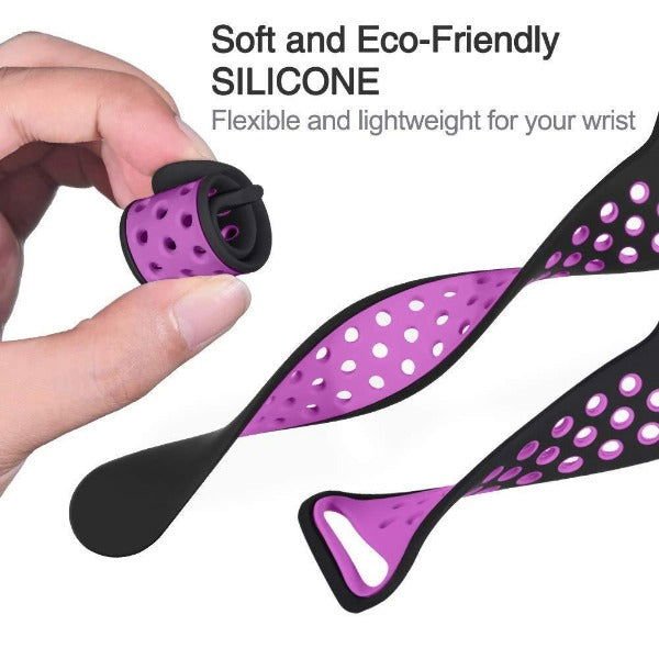 Black Purple Dotted Silicone Strap For Apple Watch Series 1 (38mm/40mm/41mm) - The Hatke