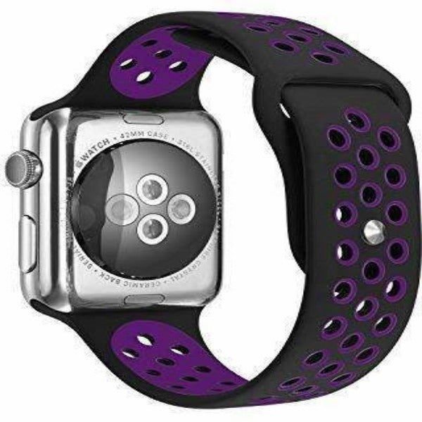 Black Purple Dotted Silicone Strap For Apple Watch Series 1 (38mm/40mm/41mm) - The Hatke