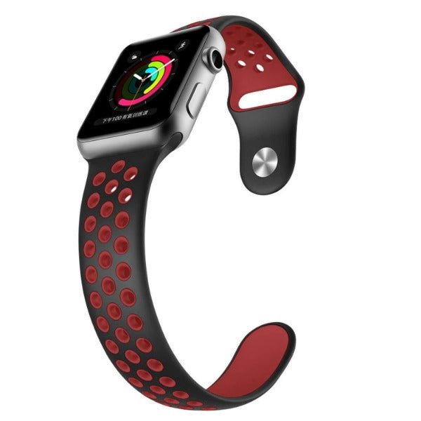 Black Red Dotted Silicone Strap For Apple Watch Series 1 (38mm/40mm/41mm) - The Hatke
