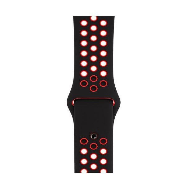 Black Red Dotted Silicone Strap For Apple Watch Series 1 (38mm/40mm/41mm) - The Hatke