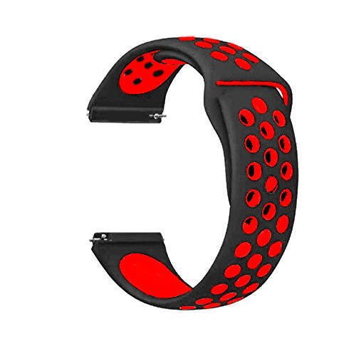 Black Red Dotted Silicone Strap For Smart Watch (20mm) - The Hatke