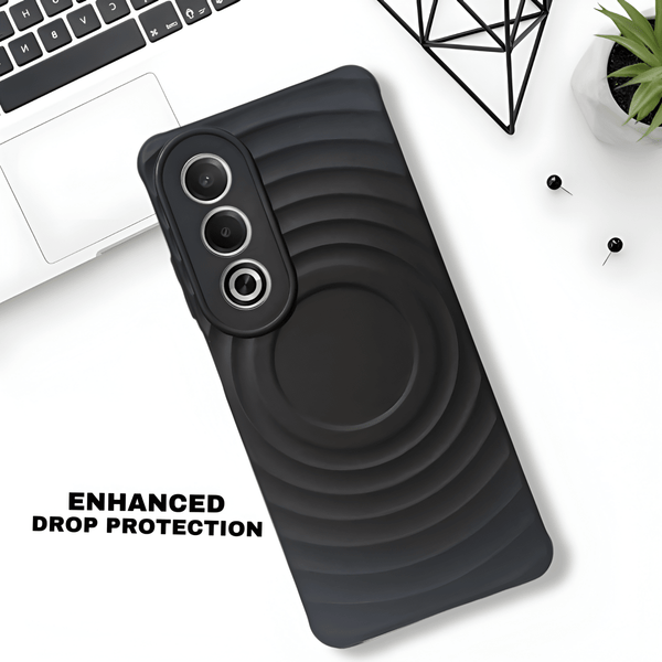 Black Round Wave Silicone Case for Oppo K12X - The Hatke