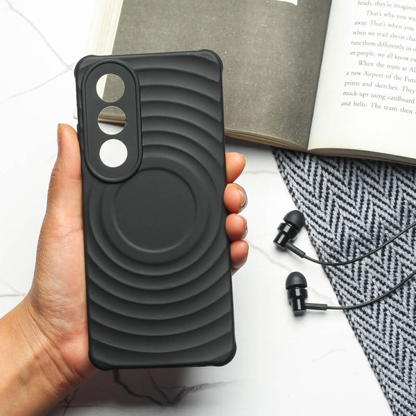 Black Round Wave Silicone Case for Oppo K12X - The Hatke