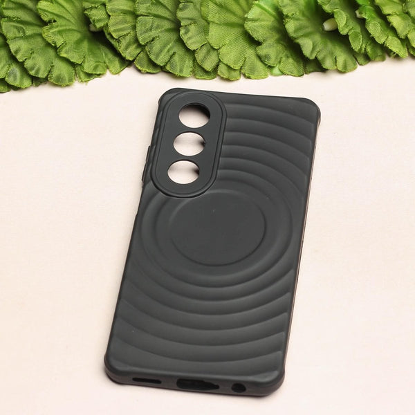 Black Round Wave Silicone Case for Oppo K12X - The Hatke