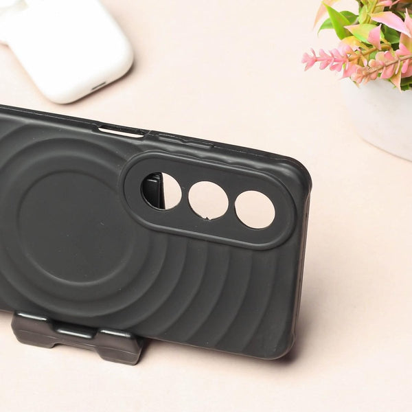 Black Round Wave Silicone Case for Oppo K12X - The Hatke