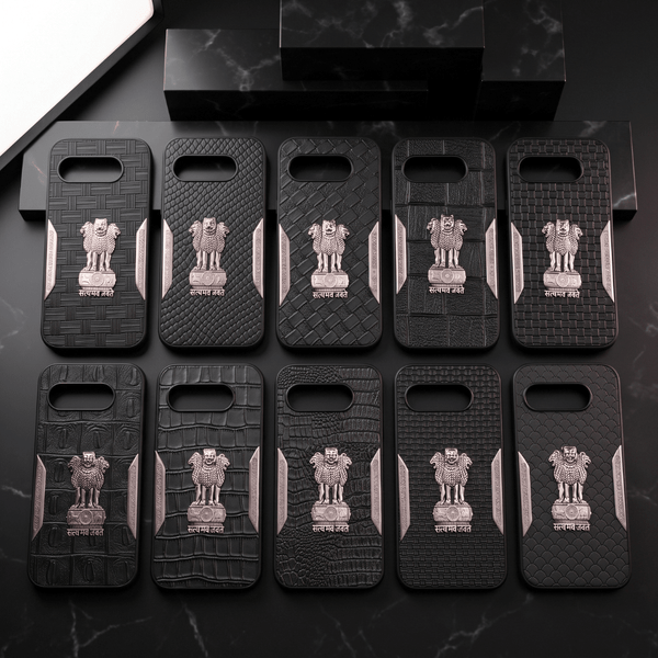 Black Satyameva Jayate embossed Leather Case for Google Pixel 10a - The Hatke