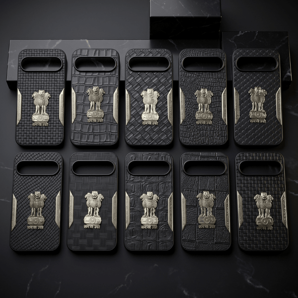 Black Satyameva Jayate embossed Leather Case for Google Pixel 9 - The Hatke