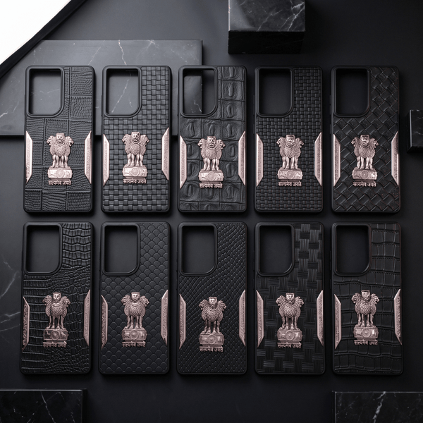 Black Satyameva Jayate embossed Leather Case for Motorola Edge 50 Fusion - The Hatke