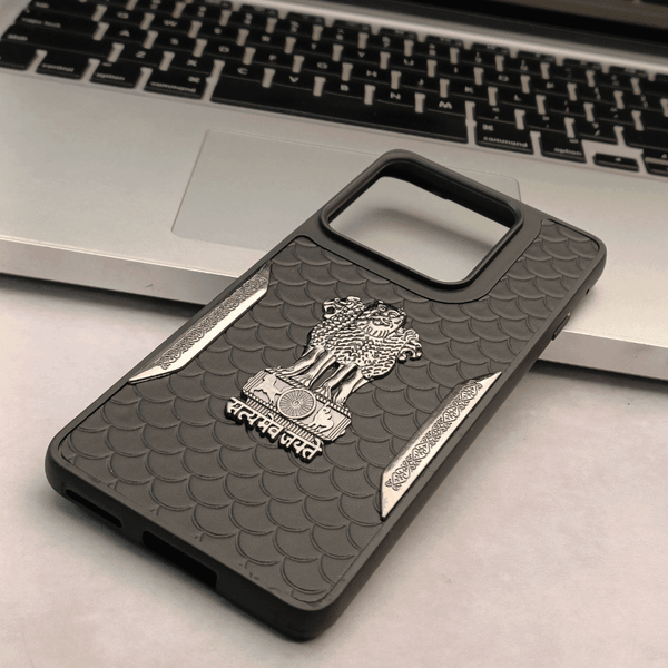 Black Satyameva Jayate embossed Leather Case for Motorola Edge 60 Stylus - The Hatke