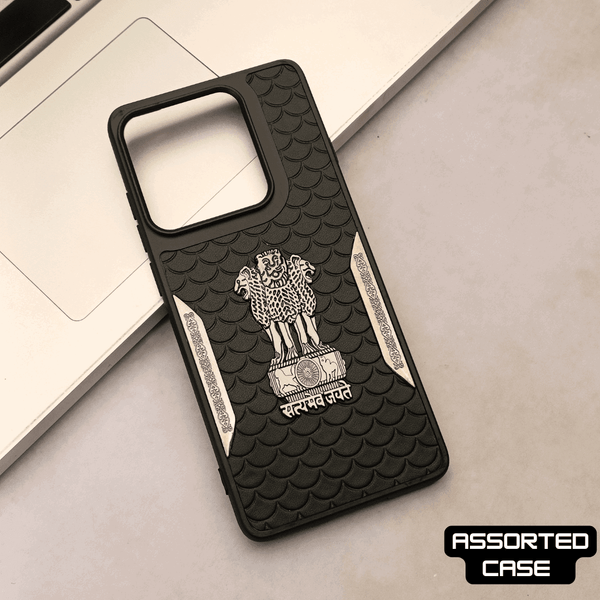 Black Satyameva Jayate embossed Leather Case for Motorola Edge 60 Stylus - The Hatke