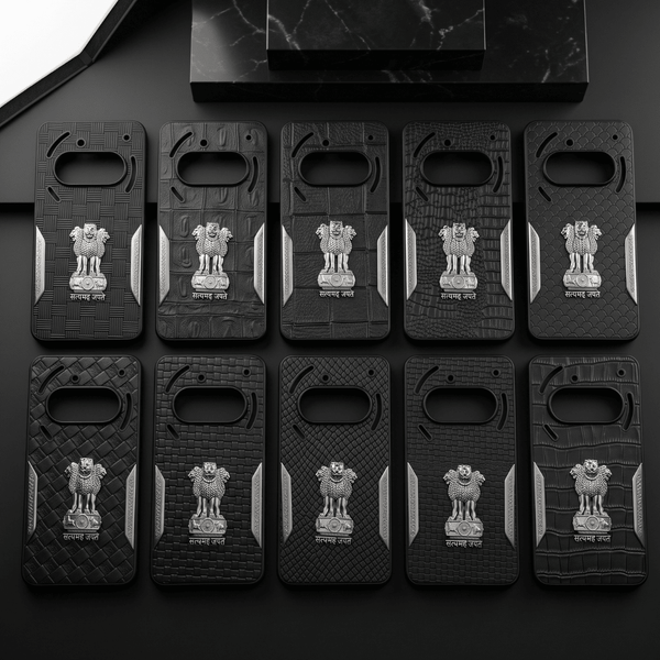 Black Satyameva Jayate embossed Leather Case for Nothing Phone 3a - The Hatke
