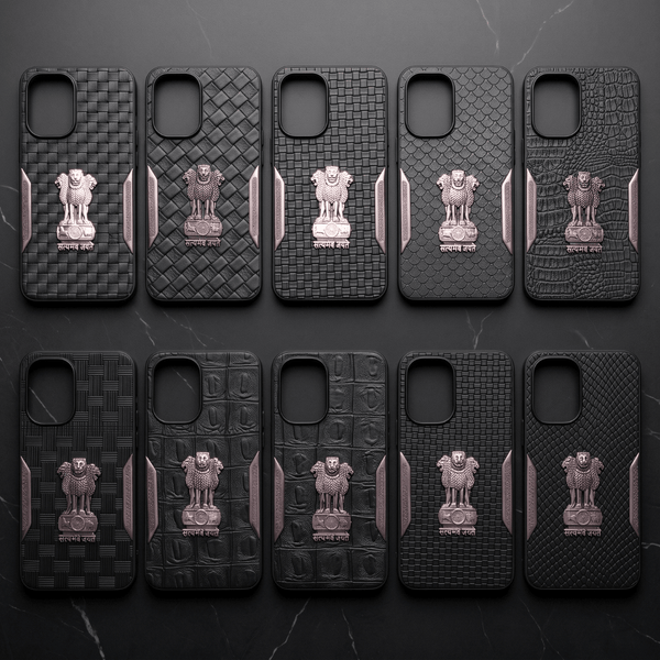 Black Satyameva Jayate embossed Leather Case for Oneplus 15r - The Hatke