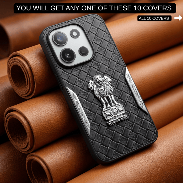 Black Satyameva Jayate embossed Leather Case for Oneplus Nord 6 - The Hatke