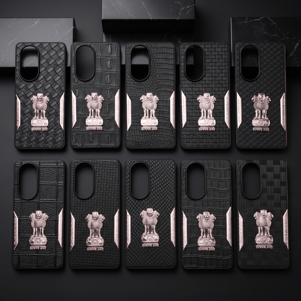 Black Satyameva Jayate embossed Leather Case for Oppo Reno 10 Pro - The Hatke