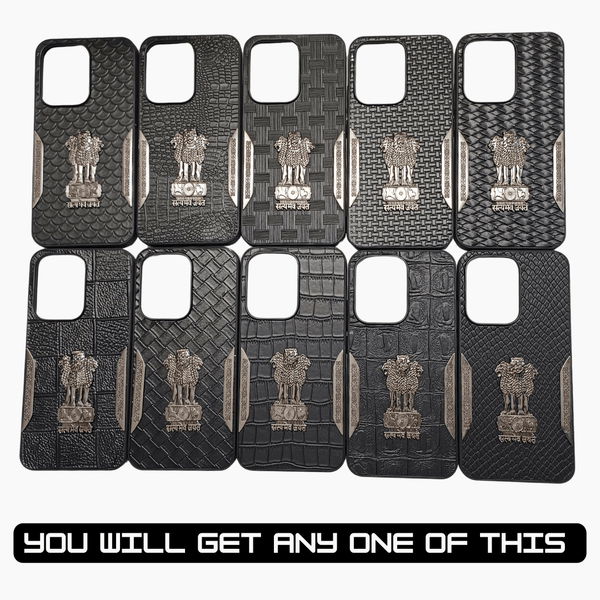 Black Satyameva Jayate embossed Leather Case for Oppo Reno 13 - The Hatke
