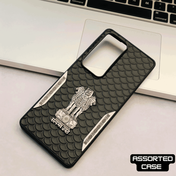 Black Satyameva Jayate embossed Leather Case for Vivo V30 - The Hatke
