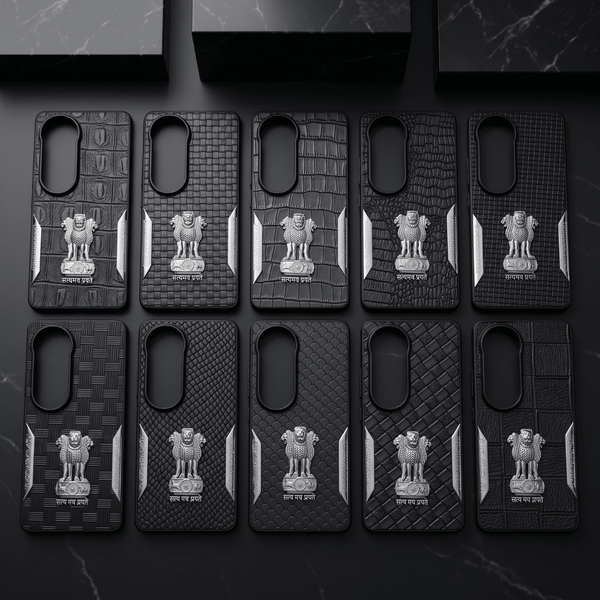 Black Satyameva Jayate embossed Leather Case for Vivo V40 Pro - The Hatke