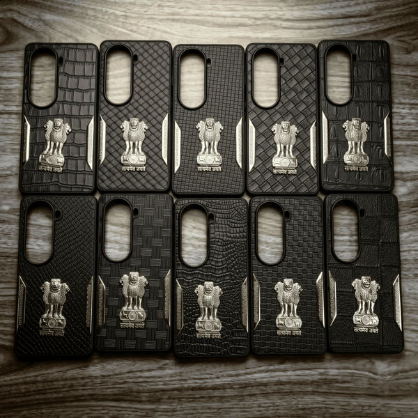 Black Satyameva Jayate embossed Leather Case for Vivo V40E - The Hatke