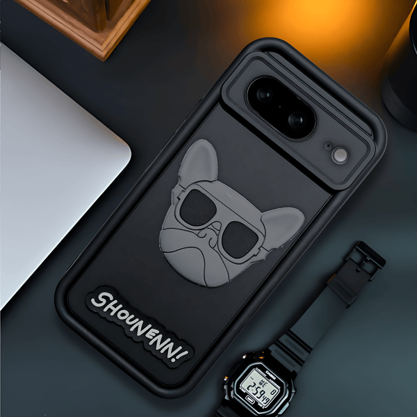 Black SHOUNENN BULLDOG Silicone case for Google Pixel 8 - The Hatke