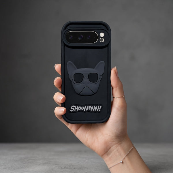 Black SHOUNENN BULLDOG Silicone case for Google Pixel 9 Pro XL - The Hatke