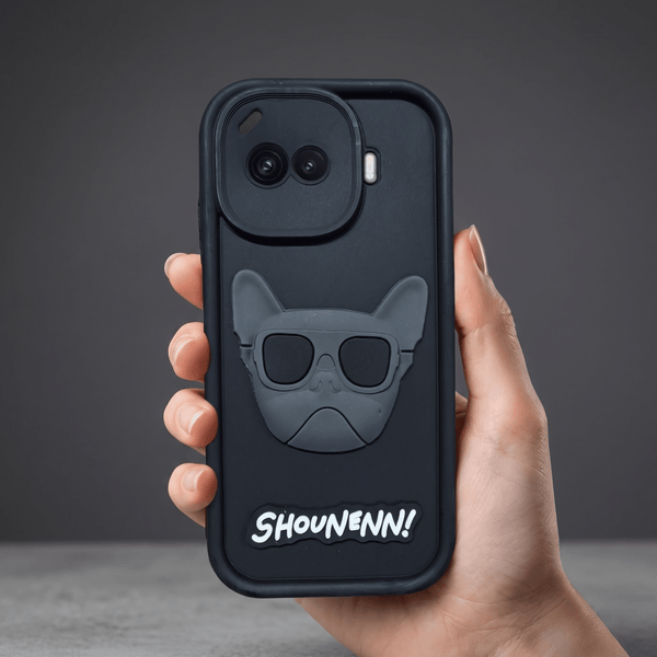 Black SHOUNENN BULLDOG Silicone case for Iqoo 15r - The Hatke