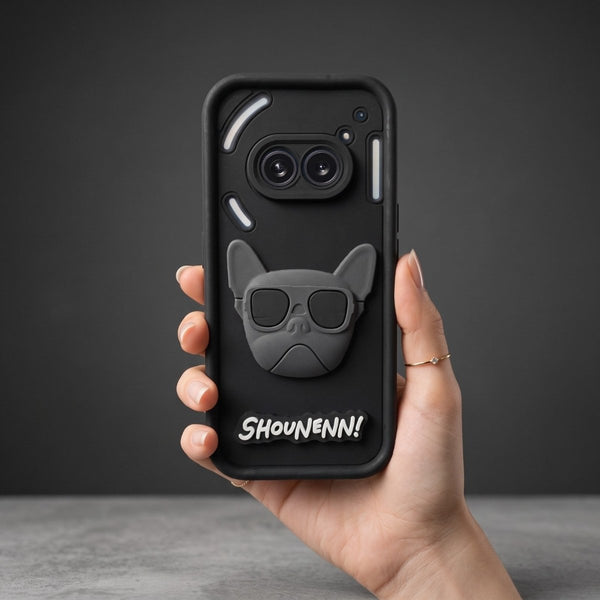 Black SHOUNENN BULLDOG Silicone case for Nothing Phone 2A - The Hatke