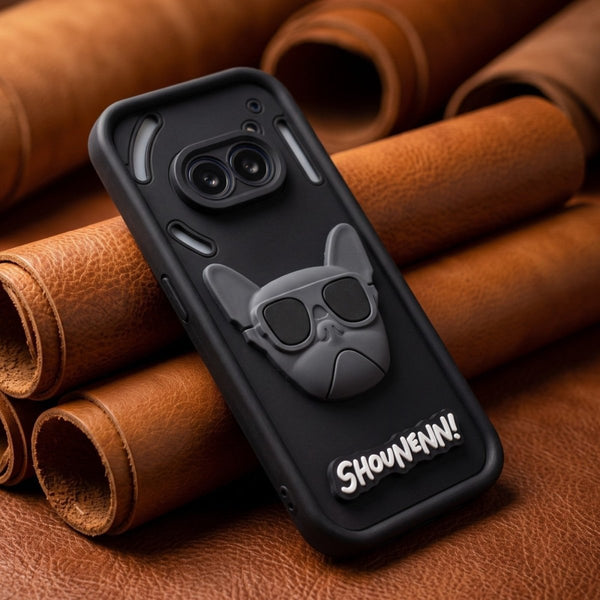 Black SHOUNENN BULLDOG Silicone case for Nothing Phone 2A - The Hatke