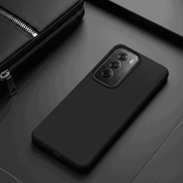 Black Silicone Case for Oppo Reno 12 Pro - The Hatke