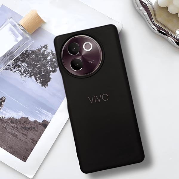 Black Silicone Case for Vivo V30E - The Hatke
