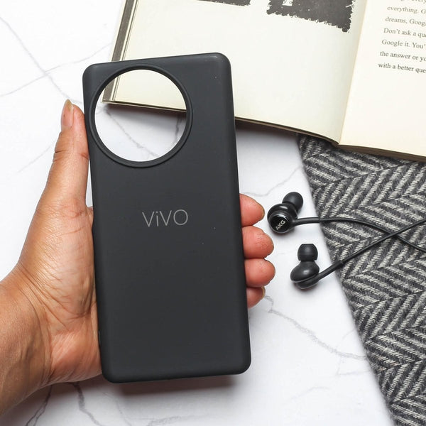 Black Silicone Case for Vivo V30E - The Hatke