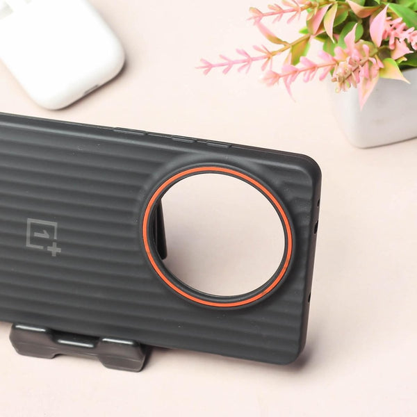Black SleekLine Silicone Case for Oneplus 12R - The Hatke