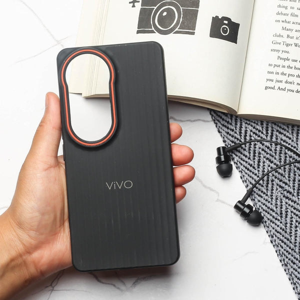 Black SleekLine Silicone Case for Vivo V40 - The Hatke