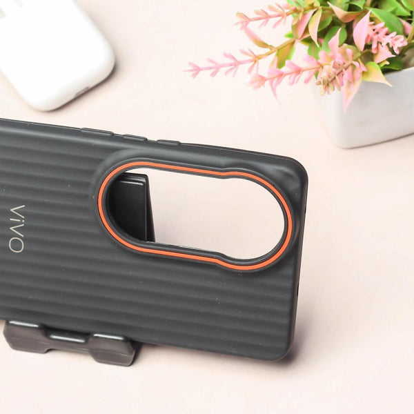 Black SleekLine Silicone Case for Vivo V40 - The Hatke
