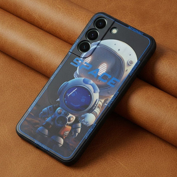 Black SPACE Embossed Silicone case for Samsung S22 - The Hatke