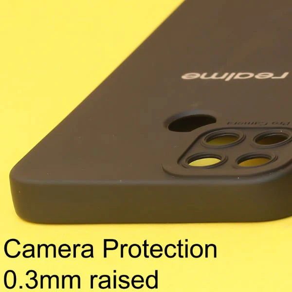 Black Spazy Silicone Case for Realme C25y - The Hatke