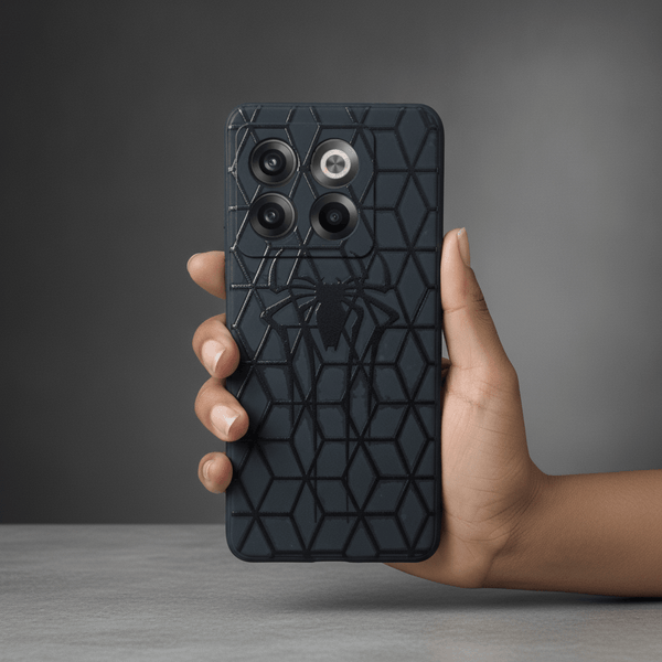 Black Spdy Embossed Silicone case for Oneplus 10T - The Hatke