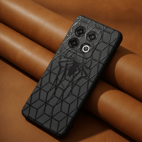 Black Spydy Embossed Silicone case for Oneplus 10 Pro - The Hatke