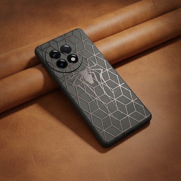 Black Spydy Embossed Silicone case for Oneplus 11r - The Hatke