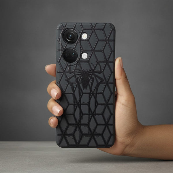 Black Spydy Embossed Silicone case for Oneplus Nord 3 - The Hatke