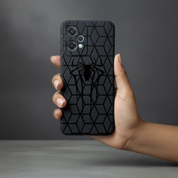 Black Spydy Embossed Silicone case for Oneplus Nord Ce 2 Lite - The Hatke