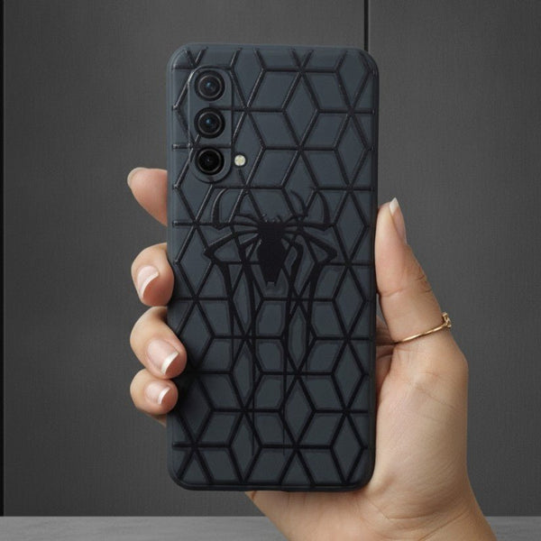 Black Spydy Embossed Silicone case for Oneplus Nord Ce - The Hatke
