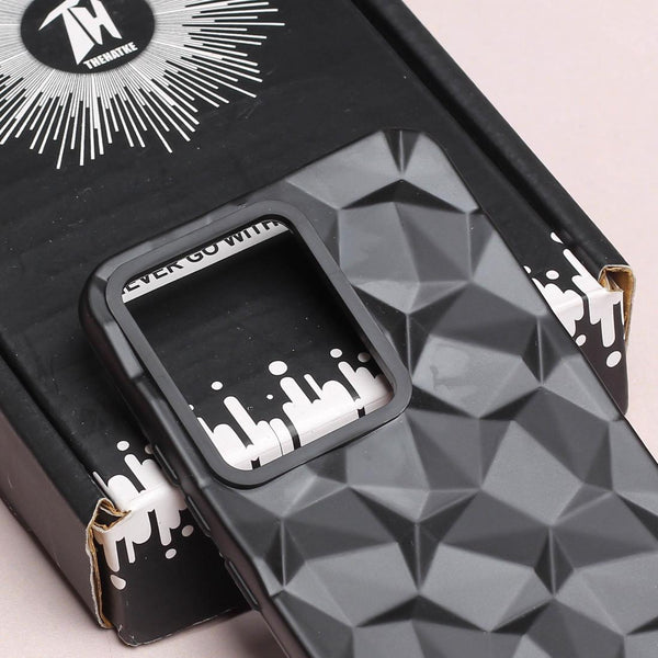 Black Square Diamond Silicone case for Motorola Edge 40 - The Hatke