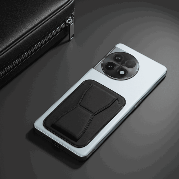 Black Sticky Mobile Wallet With Stand (Compatible For Only Android) - The Hatke