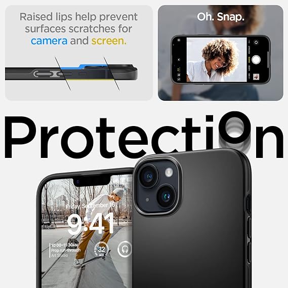 Black Thin Fit (TPU + Poly Carbonate) case for Apple Iphone 14 Plus - The Hatke