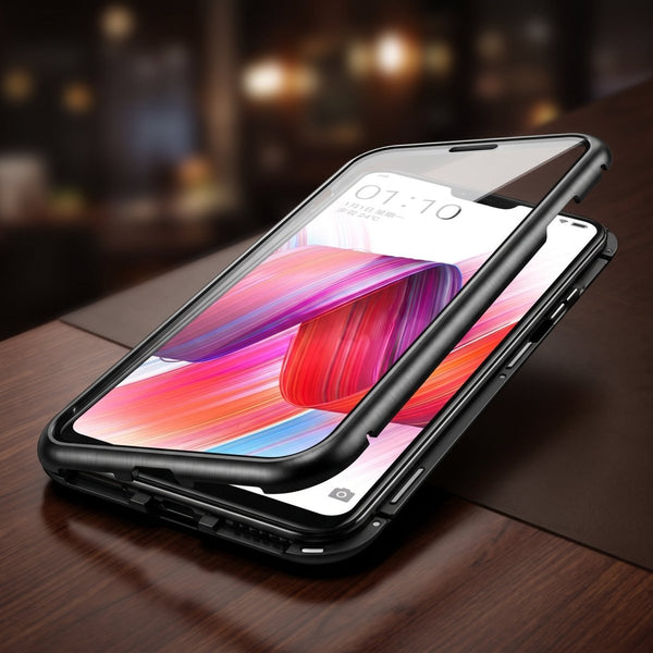 Black Transparent Magnetic Back Case for Redmi 8a - The Hatke