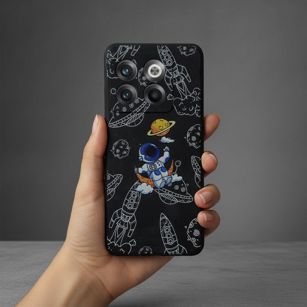 Black UFO Embossed Silicone case for Oneplus 10T - The Hatke