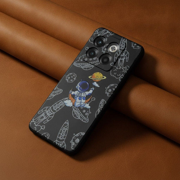 Black UFO Embossed Silicone case for Oneplus 10T - The Hatke