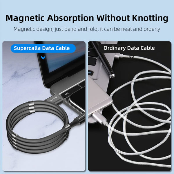 Black (USB TO LIGHTNING) Ultra-Mag Fast Charging Magnetic Silicone Cable - The Hatke